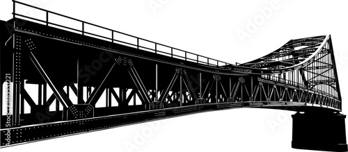 Angled silhouette of a heavy duty industrial steel bridge