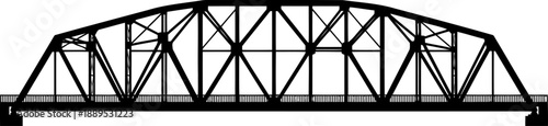 Bowstring truss bridge arched metal structure silhouette