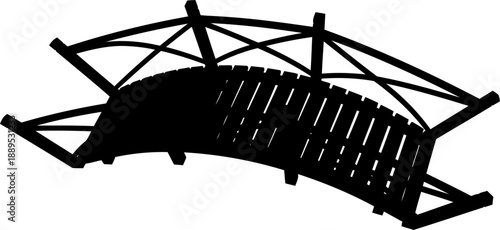 Angled top view of simple wooden plank bridge