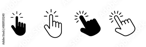 Hand cursor icon set. click icon vector. hand click. pointer
