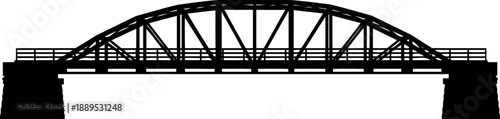 Bowstring arch truss bridge silhouette side view