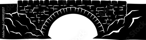 Ancient style stone masonry bridge with single arch