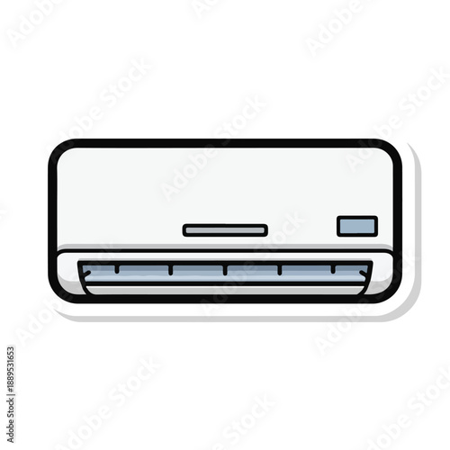 A cartoonish wall-mounted air conditioner