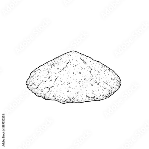 The graphic image of a pile of sand, texture. Black and white grainy drawing