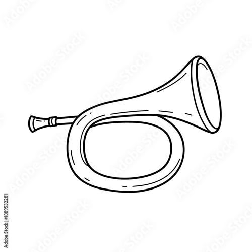 Black and white illustration of a trumpet
