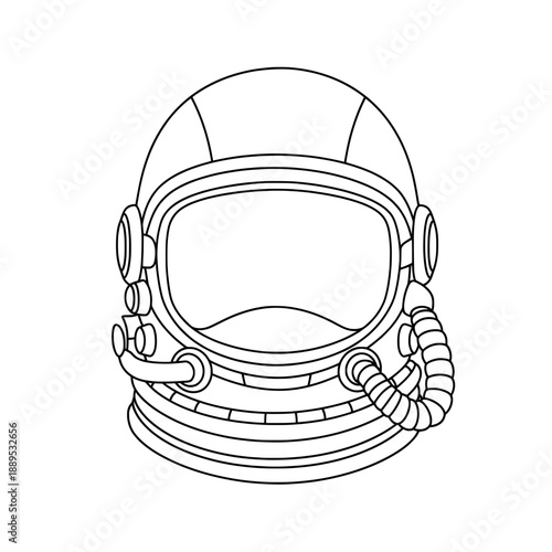 Space Helmet Outline of a spacesuit helmet, white background, with a large visor and tube systems