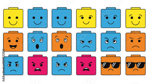 Colorful Briefcase Emojis with Various Expressions