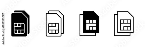 Sim card icon set. dual sim card icon vector
