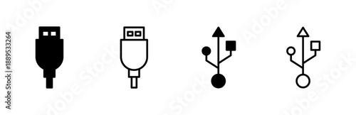 Usb icon set. Flash disk icon vector