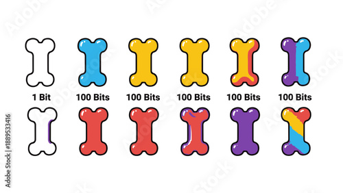Colorful Bone Icons in Various Bits