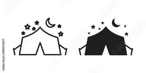 Night camping icons suitable for infographics, websites and print media and interfaces. Line vector icon.