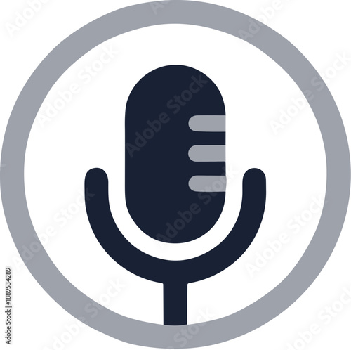 Minimalist Flat Microphone Communication Device Audio Recording Element Icon