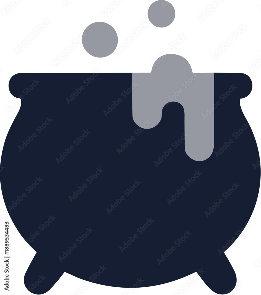 Obraz premium Flat Design Bubbling Cauldron Element Cooking Pot Icon Illustration