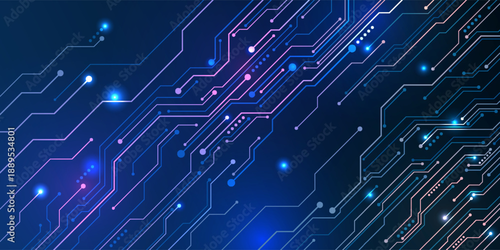 Fototapeta premium Circuit board. High-tech technology background. Cyber connection electronic. Networking connections background