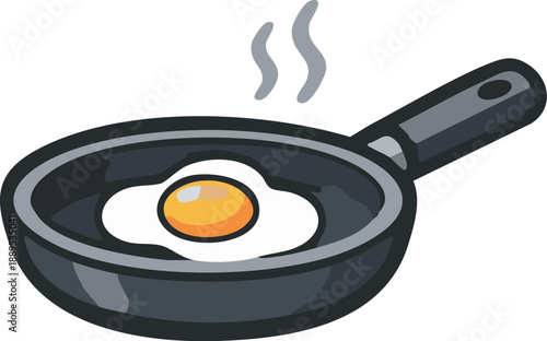fried egg in pan.