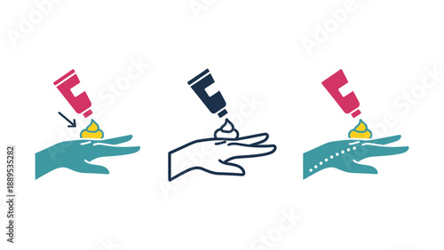 An illustration showing the proper technique for applying hand sanitizer