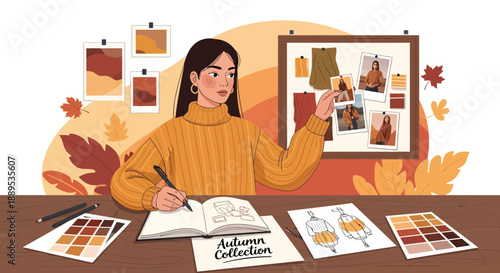 Fashion Designer at Work Autumn Collection Inspiration.