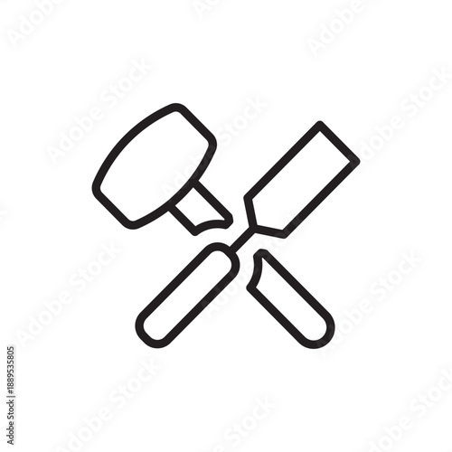 Furniture hardware icon. Mechanical assembly and cabinet functionality, representing butt hinges, pivot bearings, industrial joinery fittings, decorative pulls, and professional furniture installation