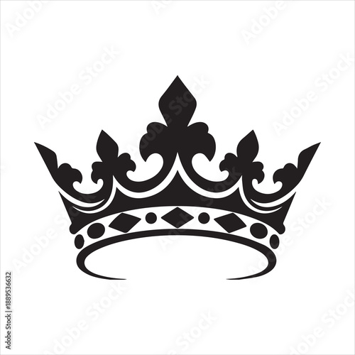 Vector Ornate royal king queen crown emblem luxury status symbol silhouette Illustration