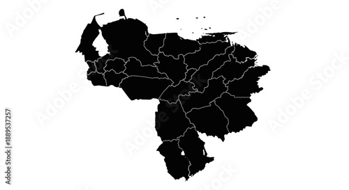 Map of Venezuela with administrative divisions outlined.