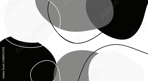Abstract black and white shapes and lines design element.