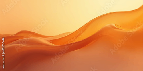 Abstract orange background with golden waves and flowing yellow curves creates an artistic motion pattern for a light vector wallpaper design