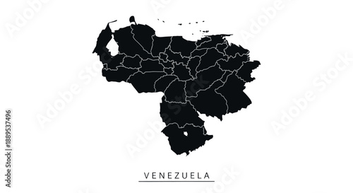 Detailed Map of Venezuela with State Boundaries.