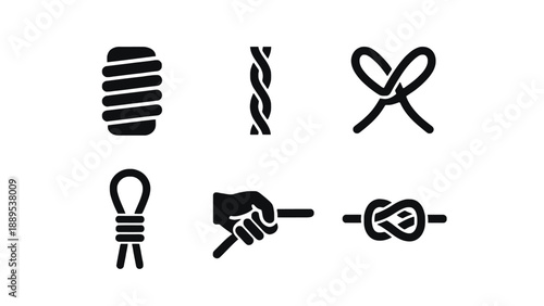 A collection of six different knot types on a white background