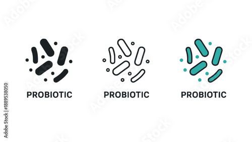 A simple illustration of probiotic bacteria in different colors and styles