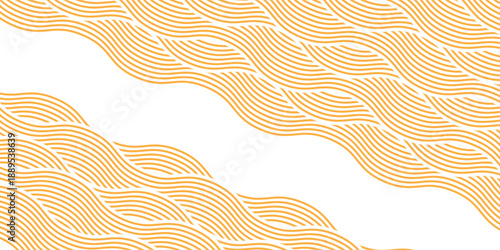 Yellow instant noodle, pasta and spaghetti texture with geometric wavy lines. Ramen, pasta vector pattern. Background abstract food illustration