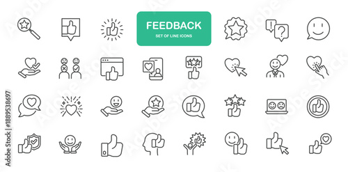 Feedback Icons. Thin Line Symbol Elements Collection.