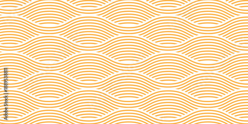 Yellow instant noodle, pasta and spaghetti texture with geometric wavy lines. Ramen, pasta vector pattern. Background abstract food illustration