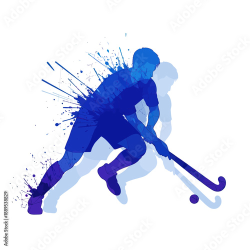 Field Hockey Player Silhouette with Splash Effect