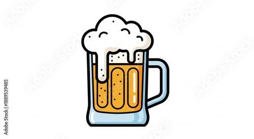 Frothy beer mug with foamy head cold drink refreshing beverage alcohol pub bar social gathering