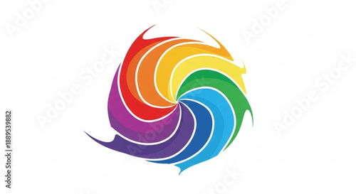 Vibrant rainbow swirl logo design element on white background diversity and harmony concept