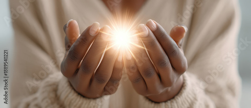 Wallpaper Mural Healing hands light spiritual energy glow reiki therapy concept warm human touch mindfulness meditation calm hope and faith inner peace soft focus closeup Torontodigital.ca