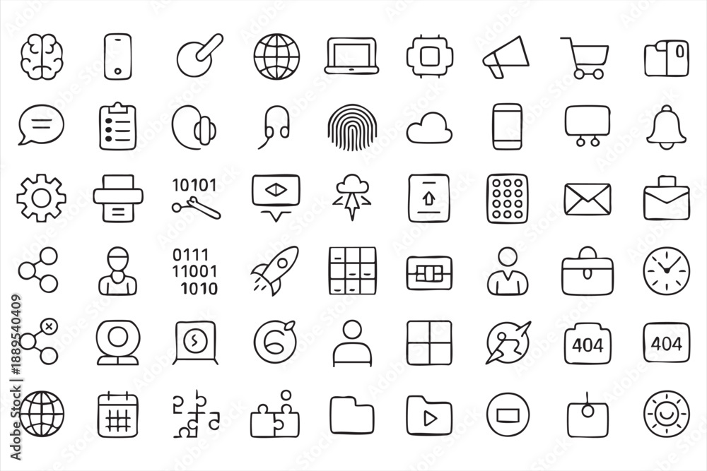 Fototapeta premium UI Line Icons for App Dashboards, Navigation, and System Controls