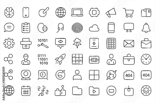 UI Line Icons for App Dashboards, Navigation, and System Controls