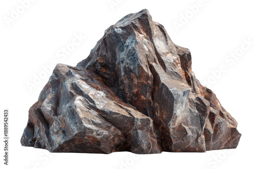 Jagged brown and grey rock formation with sharp edges and rough texture stone mountain