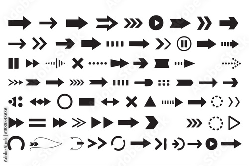 Arrow Control Icons for Interfaces, Dashboards, and Media