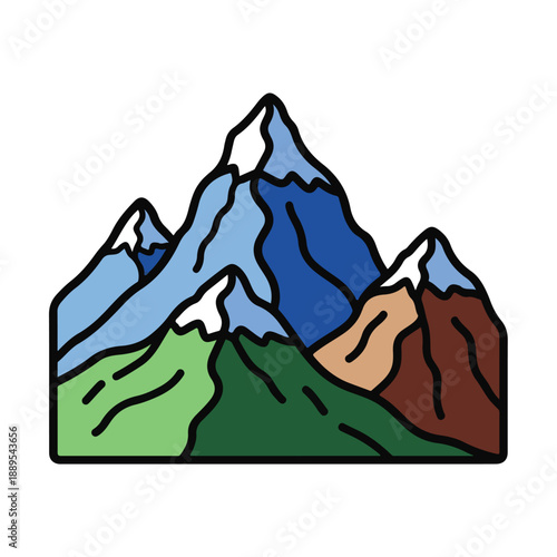 A colorful illustration of mountains