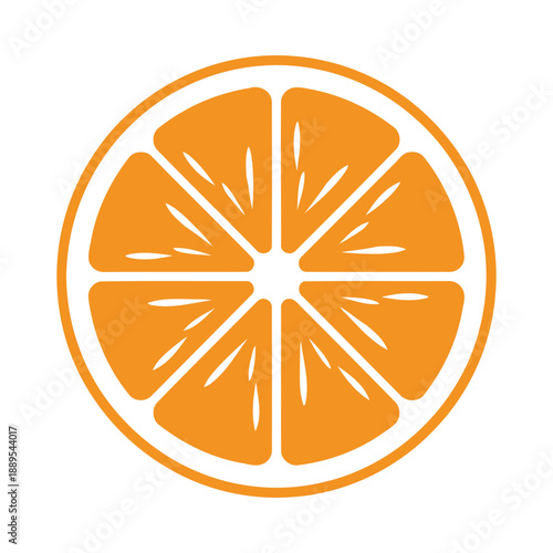 Minimalist Orange Slice Graphic Fresh Citrus Fruit Icon Logo Vector