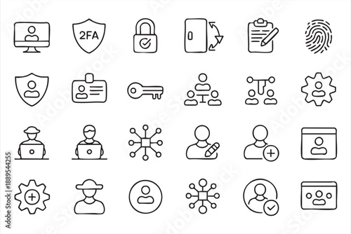 User Access and Identity Security Line Icons for Apps