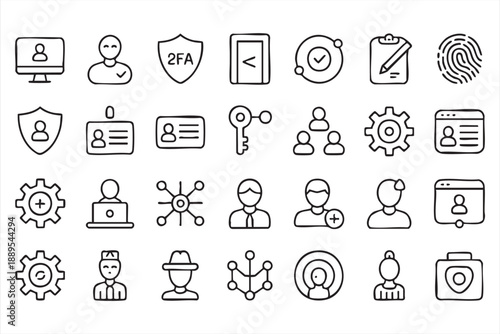 Cybersecurity UI Icons for Authentication and Verification