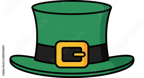 Green top hat with black band and gold buckle for st patrick's day celebrations and irish festivities