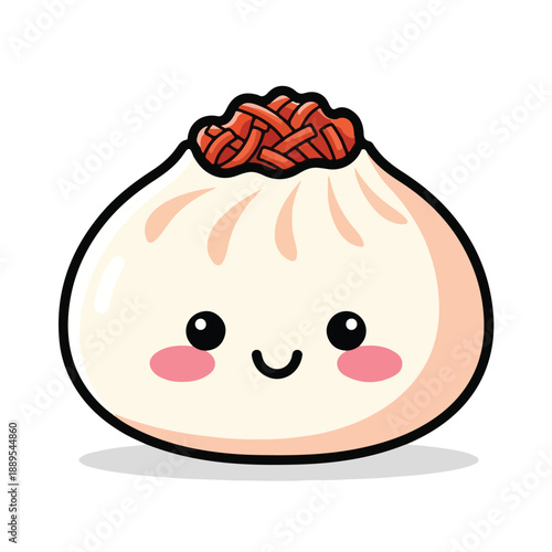 A cute cartoon bun with a smiling face