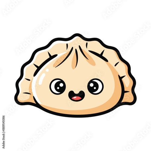 A cute cartoon dumpling with a smiling face