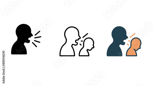 A group of people icons communicating with each other in different styles