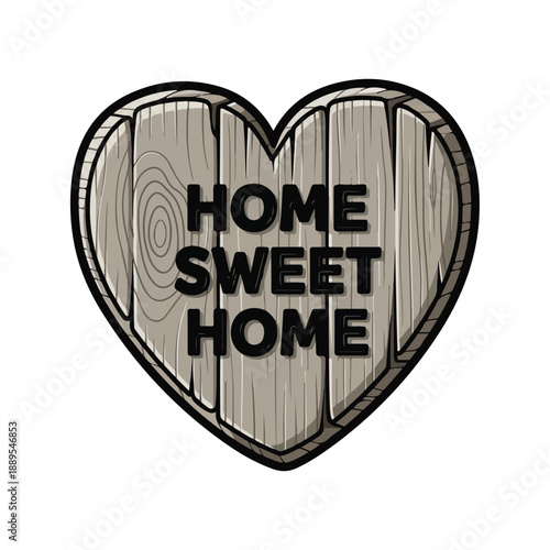 A heart-shaped wooden sign with HOME SWEET HOME text