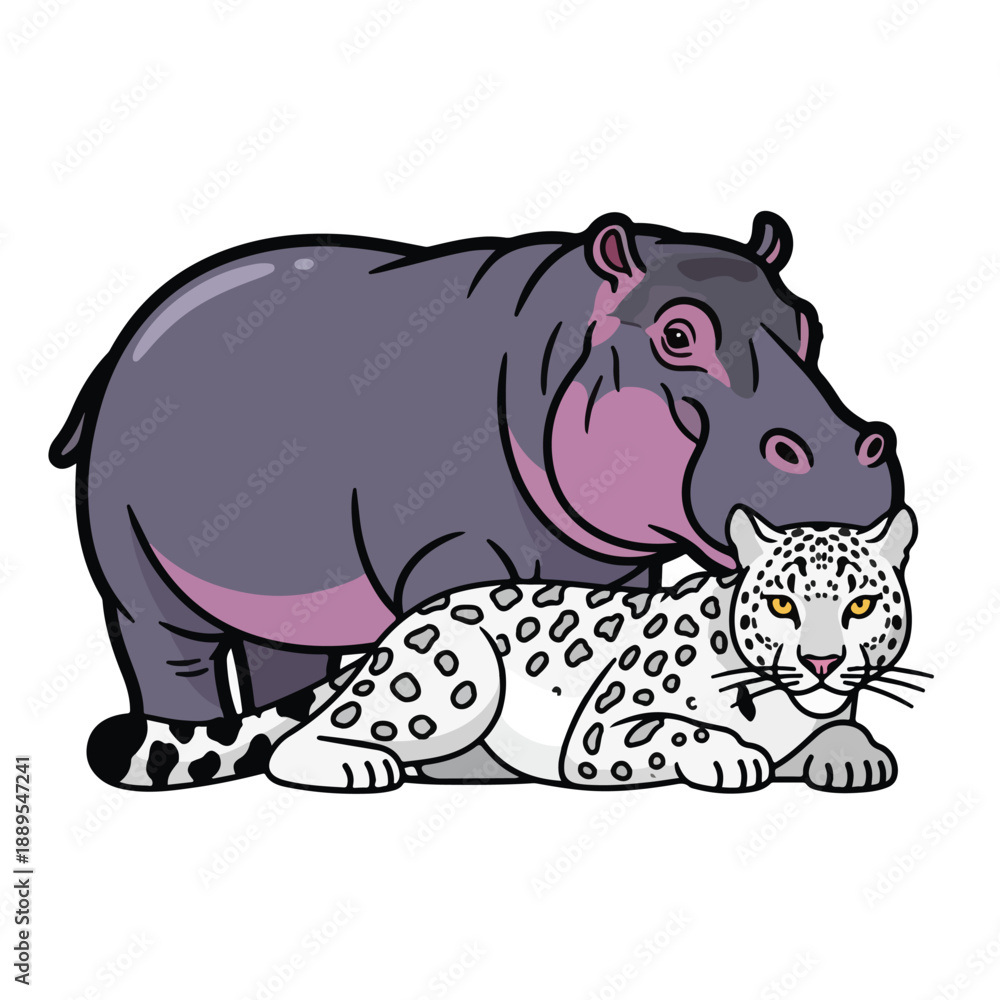 Obraz premium A hippopotamus and a leopard